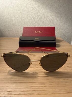 Cartier Gold Frame Sunglasses cat eye